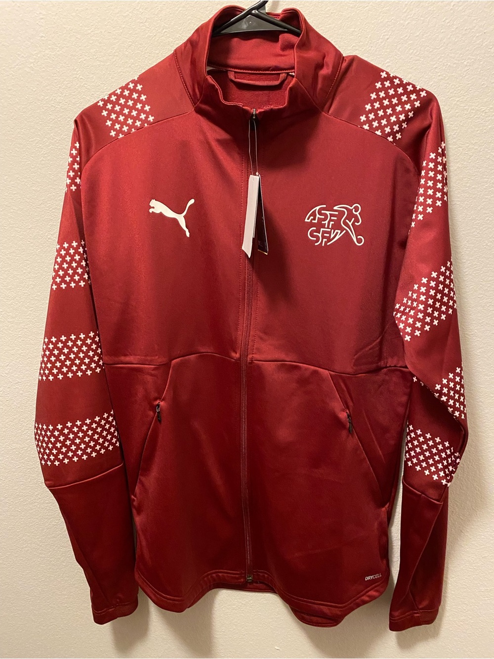 Switzerland Puma Maroon Full-Zip Track Jacket with White Logos